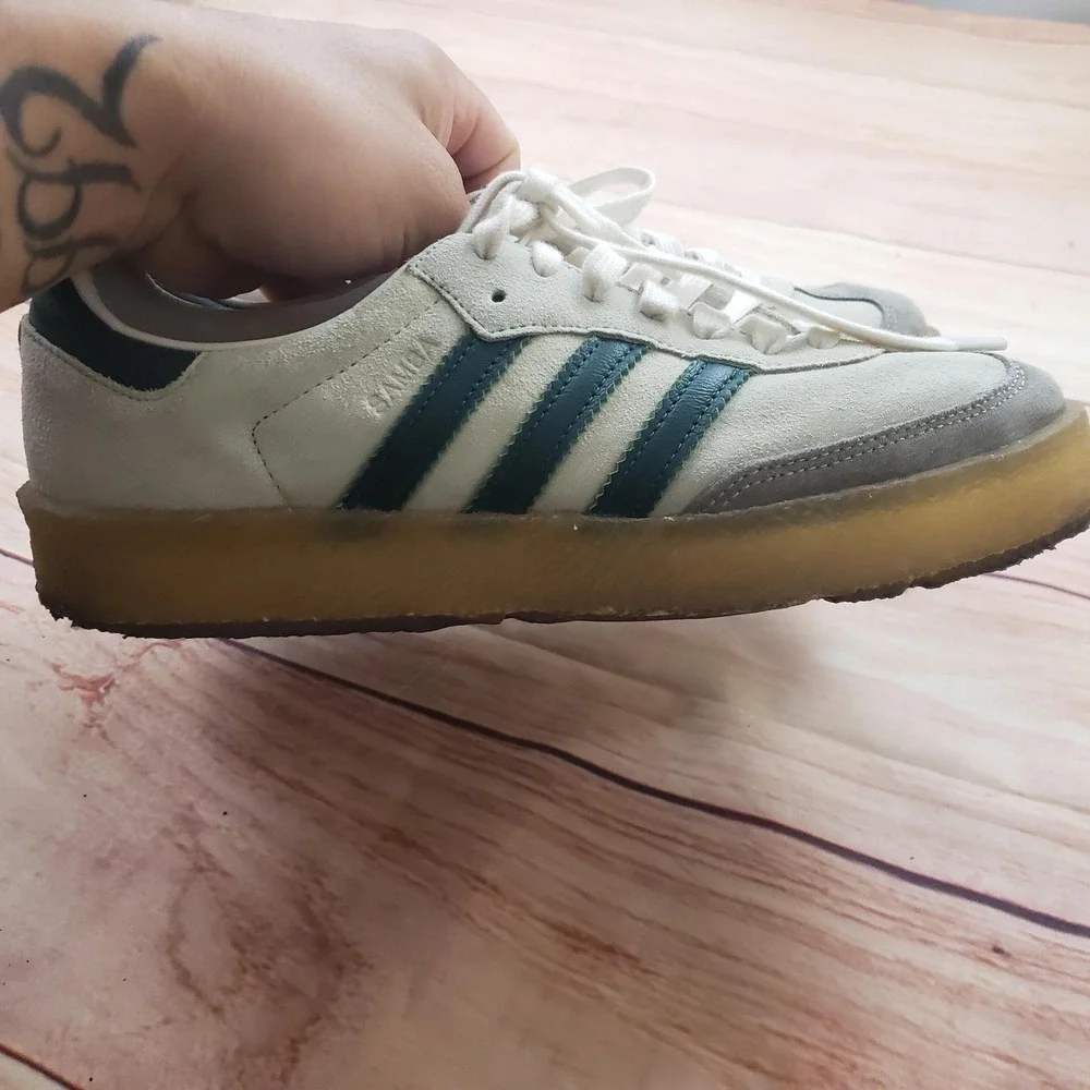 Adidas‎ Samba Fieg Shoes Mens Size 9 White Green Gum Sole Leather Suede Sneakers